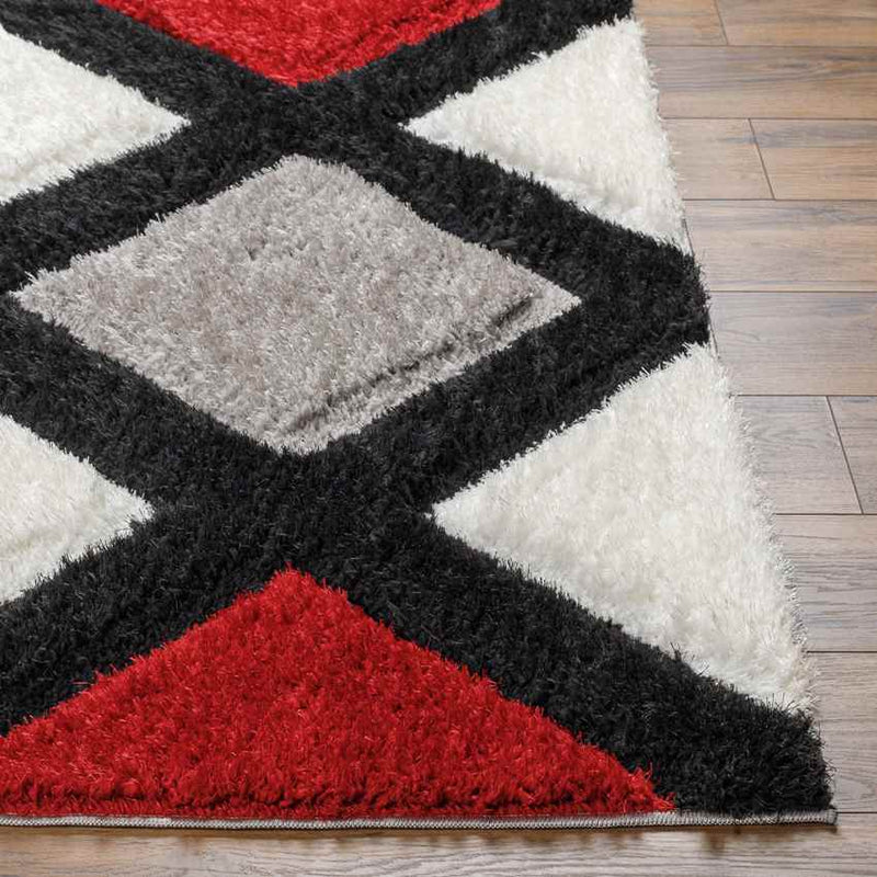 Ruthven Modern Bright Red/Medium Gray Area Rug