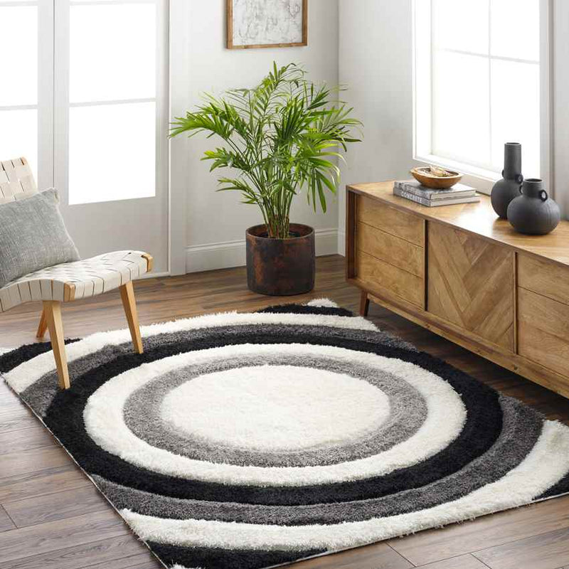 Sawyer Modern Black/Ivory Area Rug