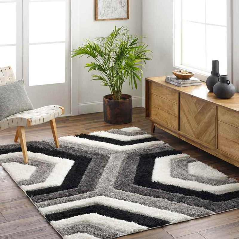 Scammon Modern Ivory/Black Area Rug