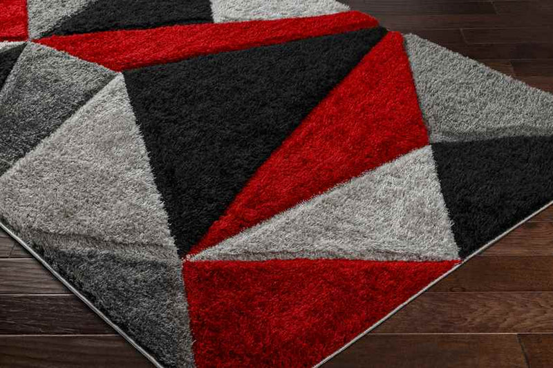 Sebree Modern Bright Red/Light Gray Area Rug