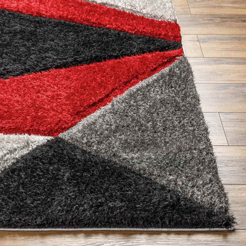 Sebree Modern Bright Red/Light Gray Area Rug