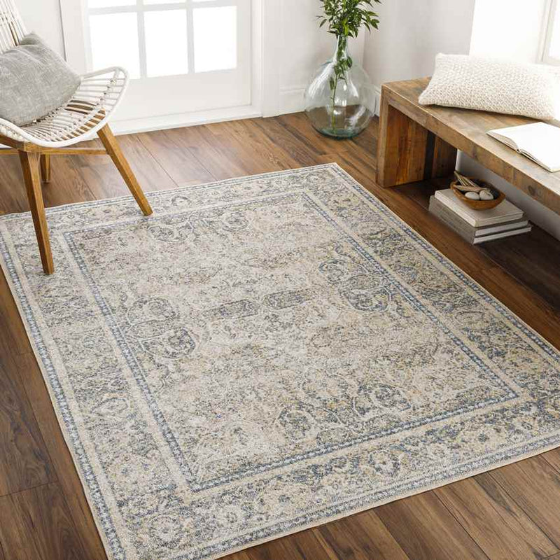 East Traditional Light Gold Washable Area Rug