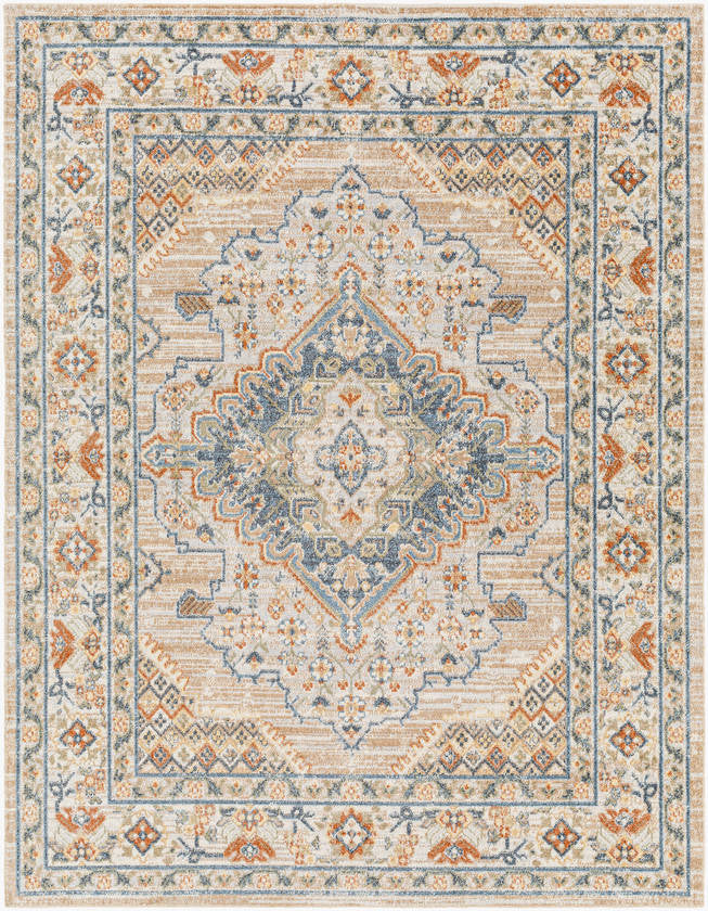 Ellinwood Traditional Oatmeal/Rust Washable Area Rug