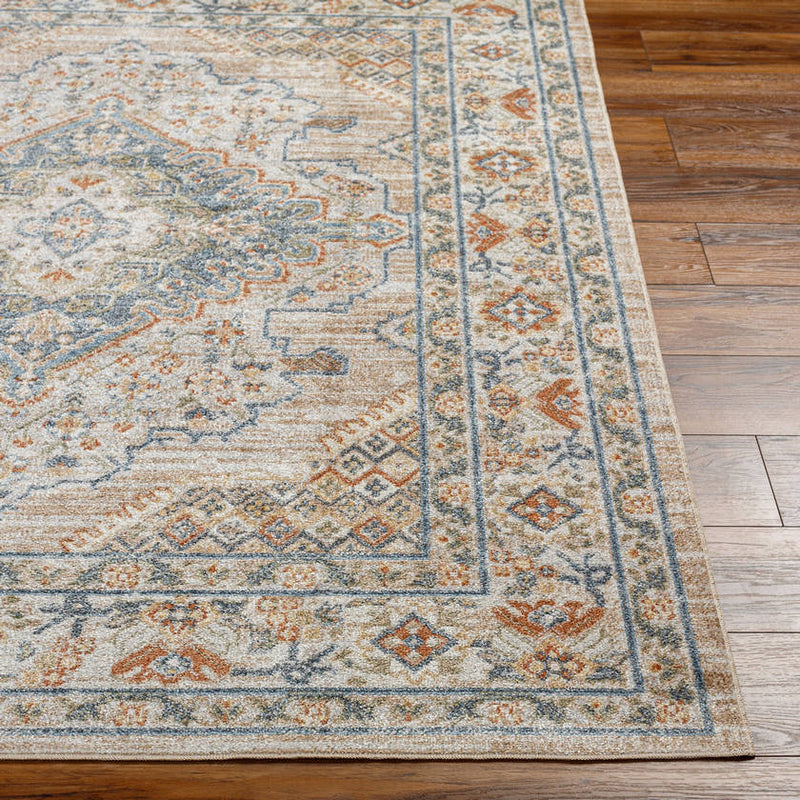 Ellinwood Traditional Oatmeal/Rust Washable Area Rug