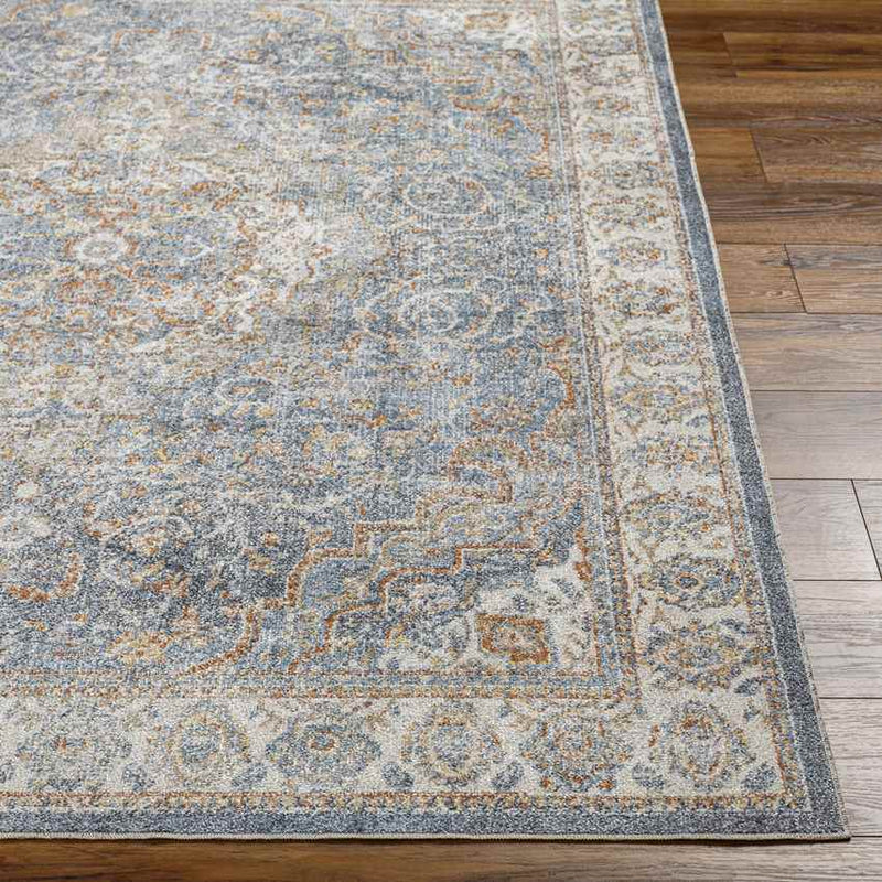 Elsmore Traditional Dark Blue Washable Area Rug