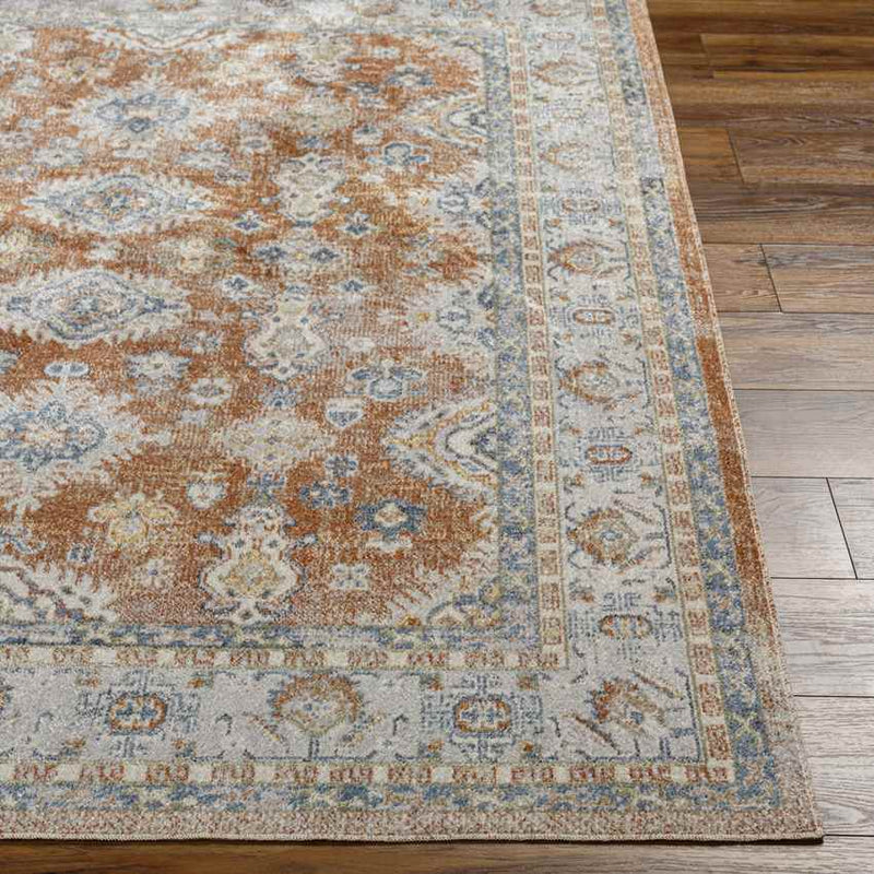 Emporia Traditional Burnt Orange Washable Area Rug