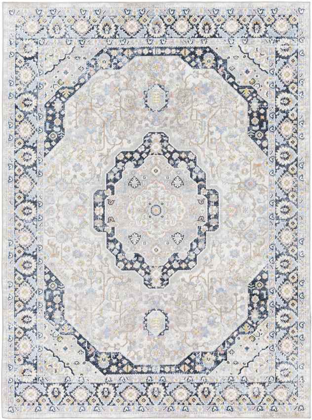 Tribune Traditional Ink Blue Washable Area Rug