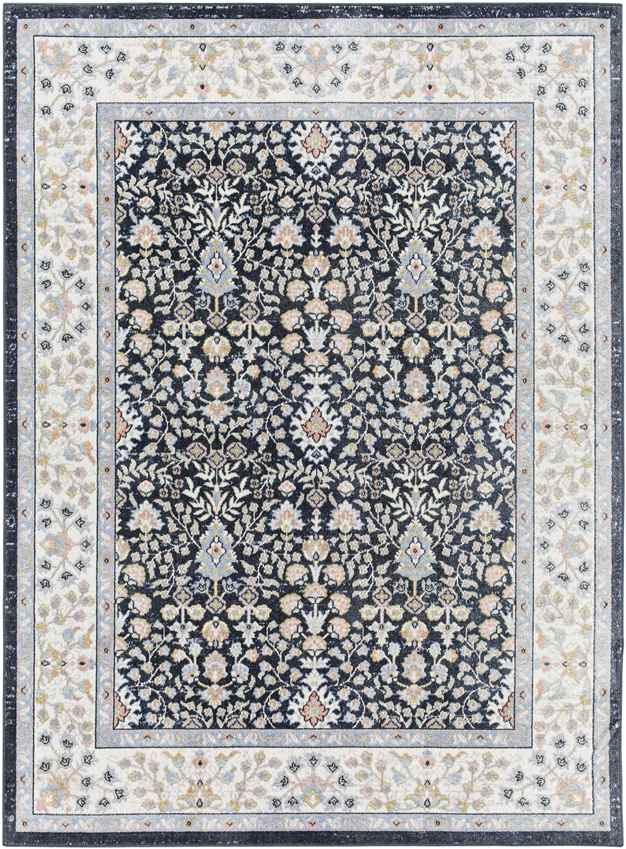 Ulster Traditional Ink Blue Washable Area Rug