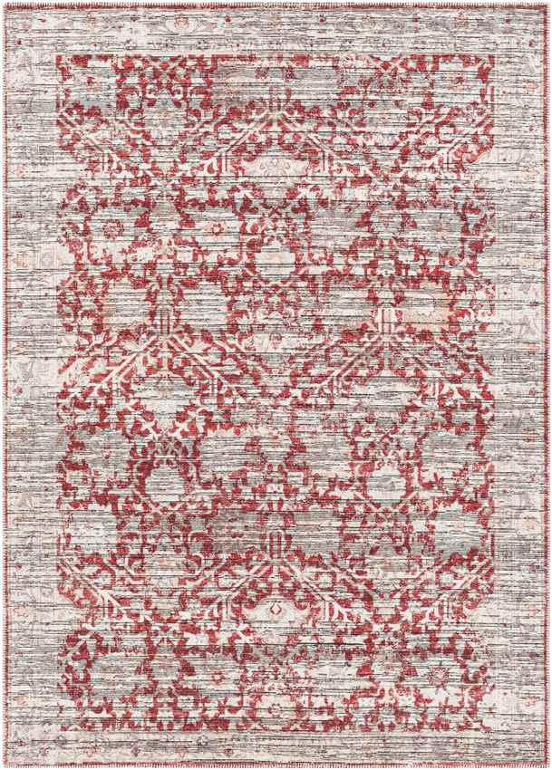 Van Meter Traditional Rust Washable Area Rug