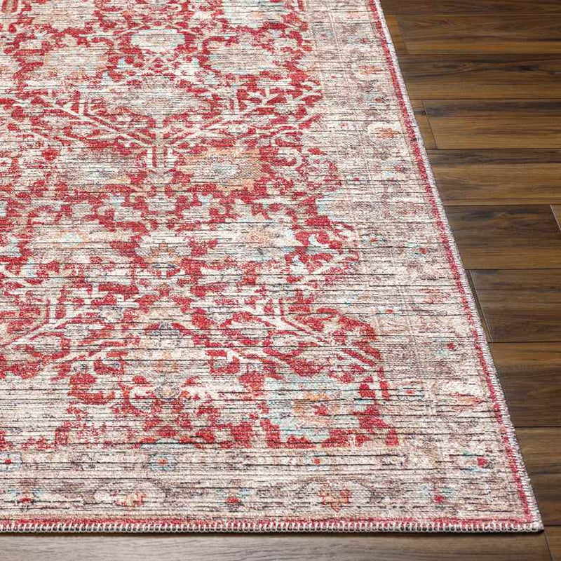 Van Meter Traditional Rust Washable Area Rug