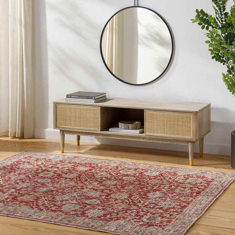 Van Meter Traditional Rust Washable Area Rug