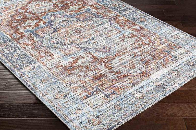 Varina Traditional Teal Washable Area Rug