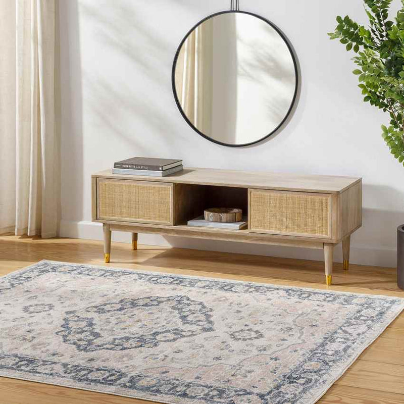 WaKeeney Traditional Cream Washable Area Rug