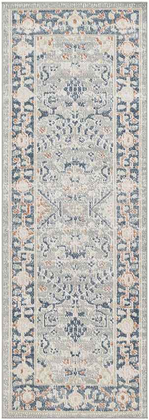 Webber Traditional Pale Blue Washable Area Rug