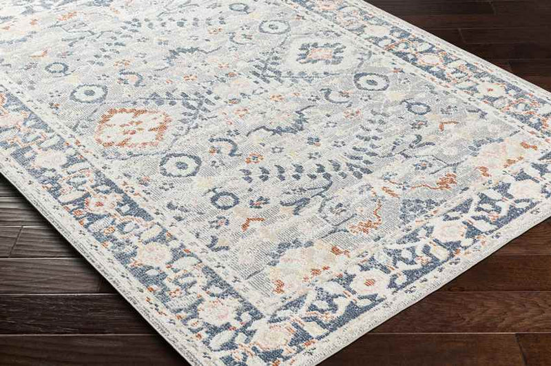 Webber Traditional Pale Blue Washable Area Rug