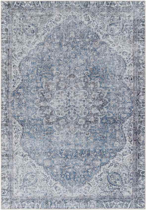 Waterville Traditional Blue Washable Area Rug