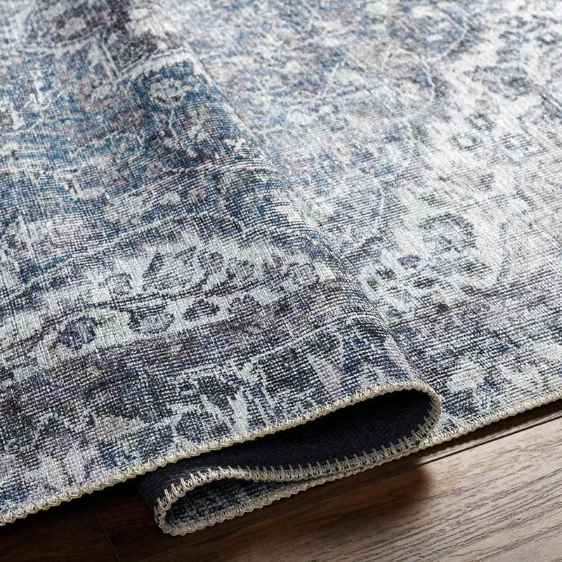 Waterville Traditional Blue Washable Area Rug