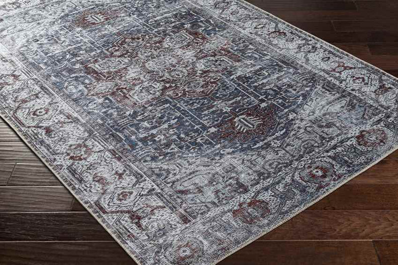 Wellsville Traditional Slate Washable Area Rug