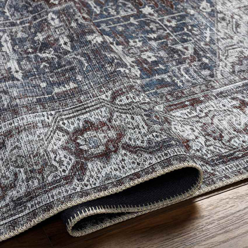 Wellsville Traditional Slate Washable Area Rug