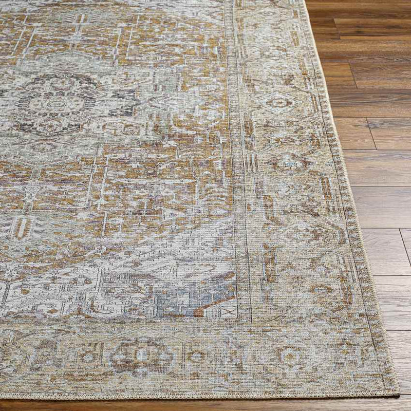 Wellsville Traditional Dark Gold Washable Area Rug