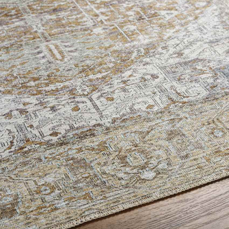 Wellsville Traditional Dark Gold Washable Area Rug