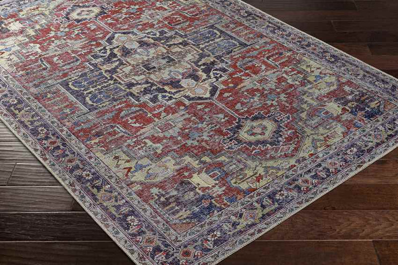 Wheatcroft Traditional Dark Red Washable Area Rug