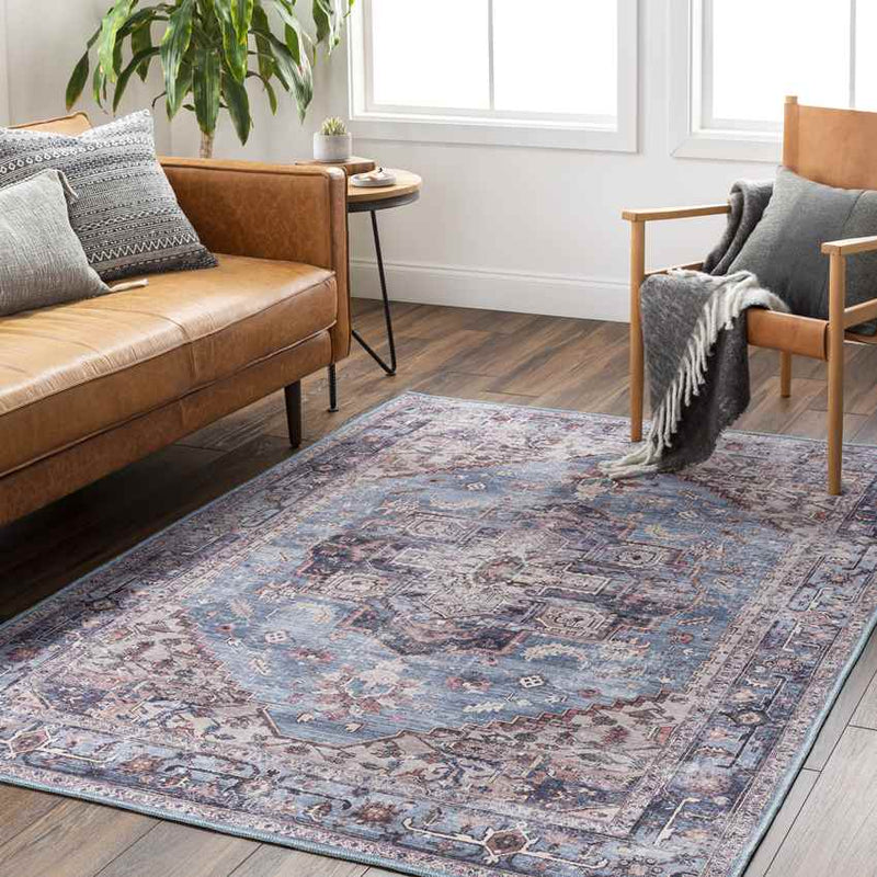 Winneshiek Traditional Navy Washable Area Rug