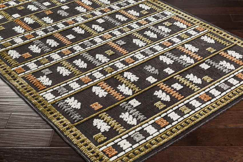 Caneyville Rustic Black Washable Area Rug