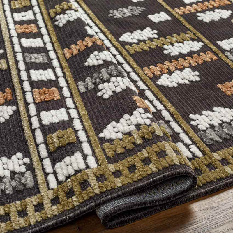 Caneyville Rustic Black Washable Area Rug