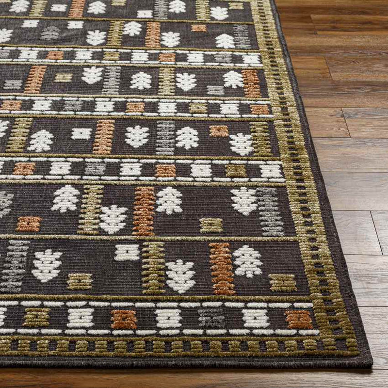 Caneyville Rustic Black Washable Area Rug