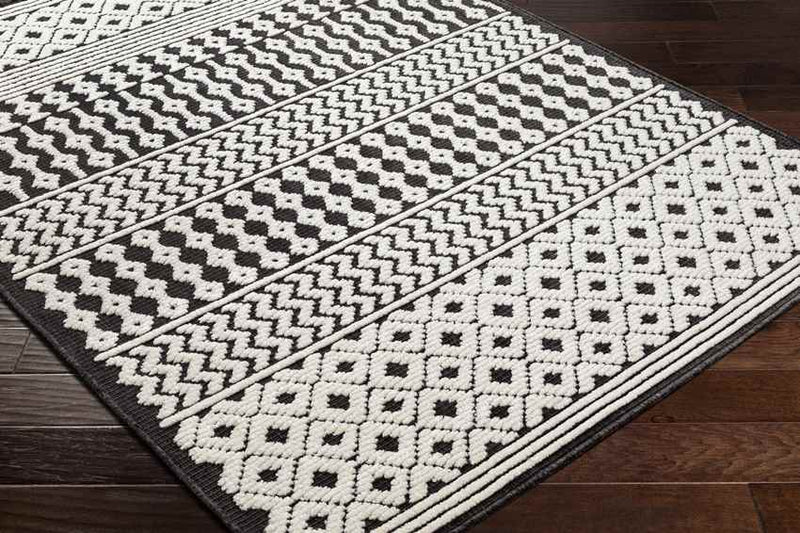 Carrsville Cottage Black Washable Area Rug