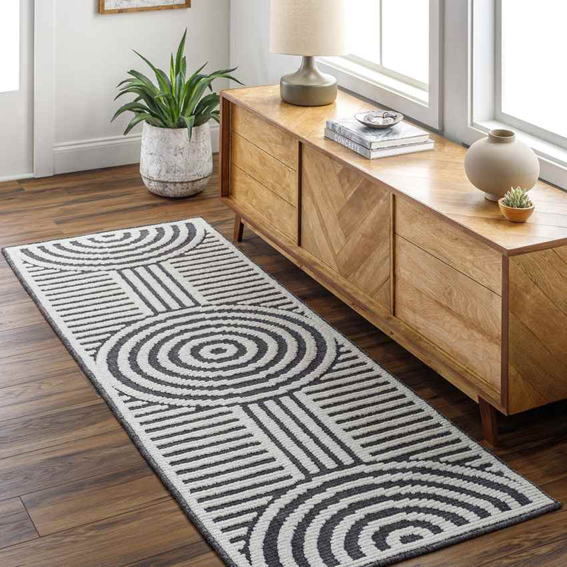 Carter Lake Modern Black Washable Area Rug