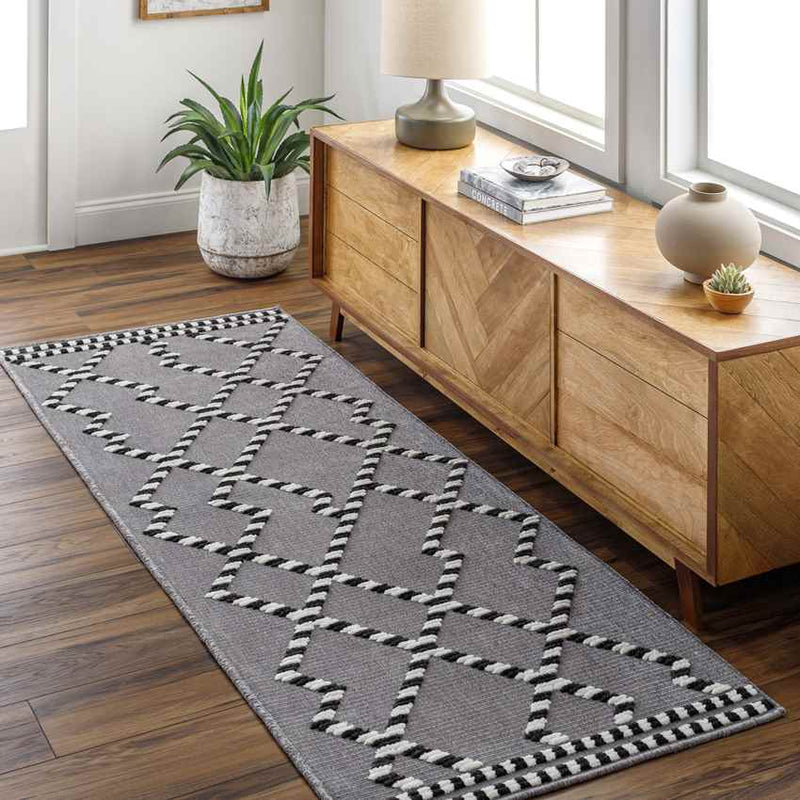 Charter Oak Cottage Charcoal Washable Area Rug