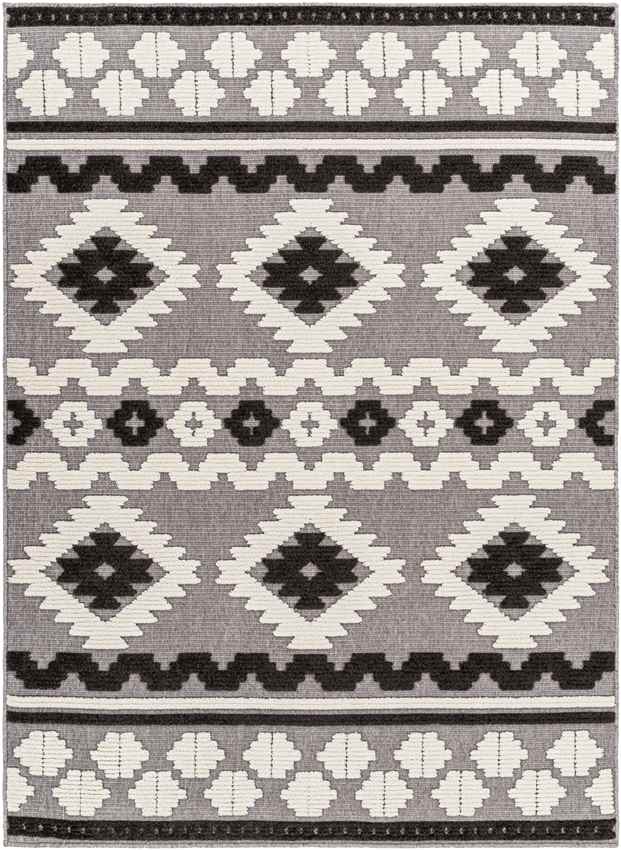 Cincinnati Rustic Black Washable Area Rug