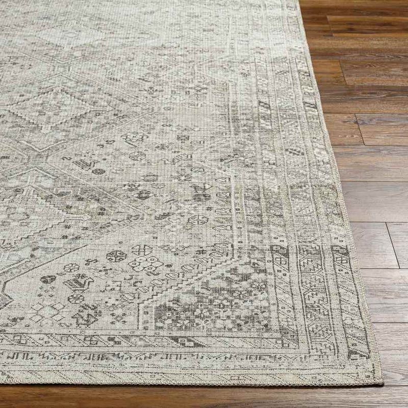 Tonganoxie Traditional Cream Washable Area Rug