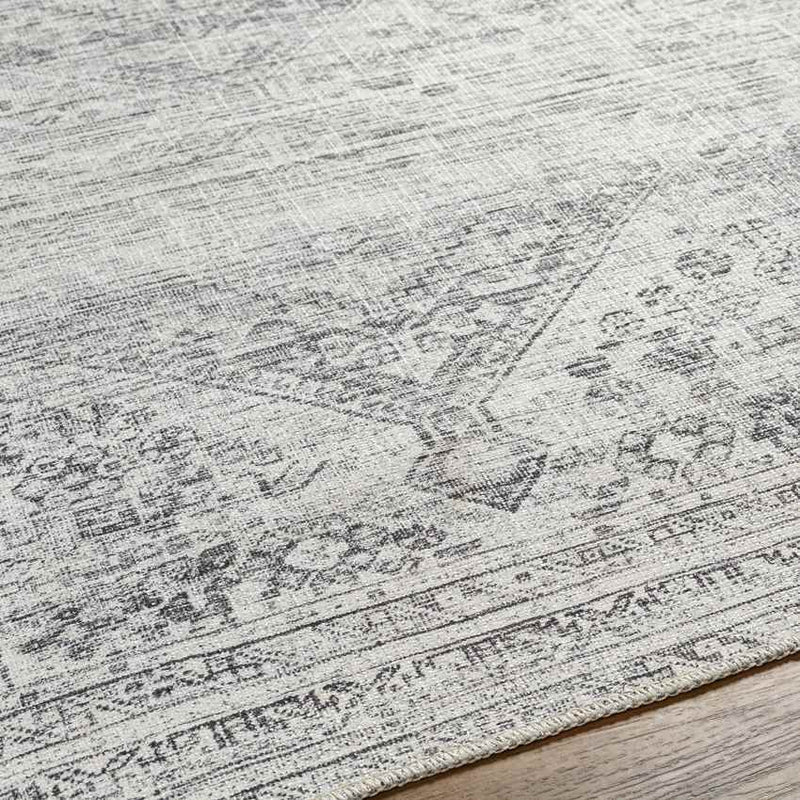 Tonganoxie Traditional Light Gray Washable Area Rug