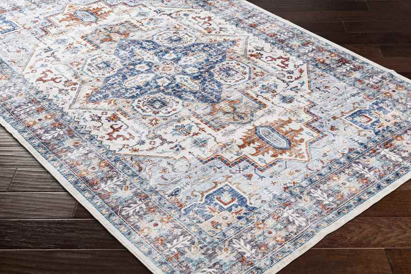 New Cambria Traditional Light Denim Washable Area Rug