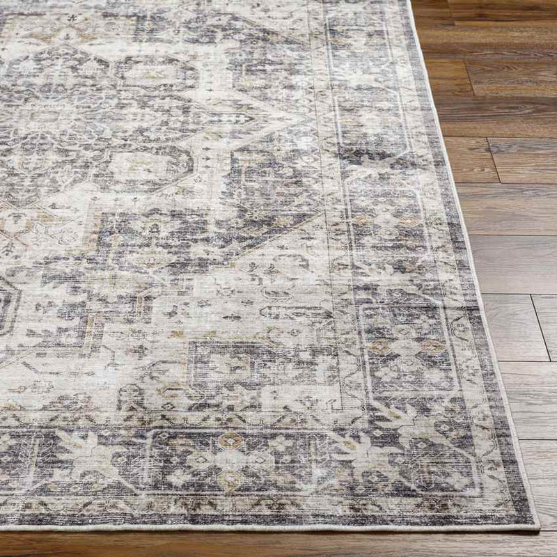 New Cambria Traditional Charcoal Washable Area Rug