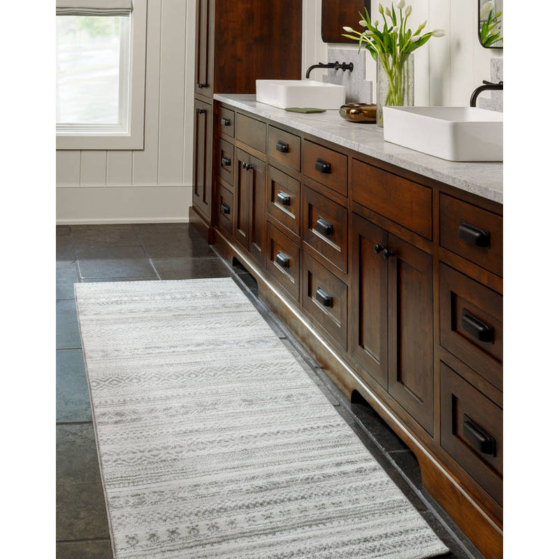 Kennia Global Cream/Light Gray Washable Area Rug