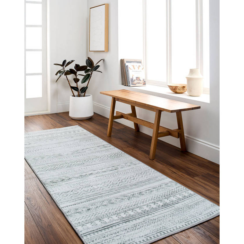 Kennia Global Cream/Light Gray Washable Area Rug