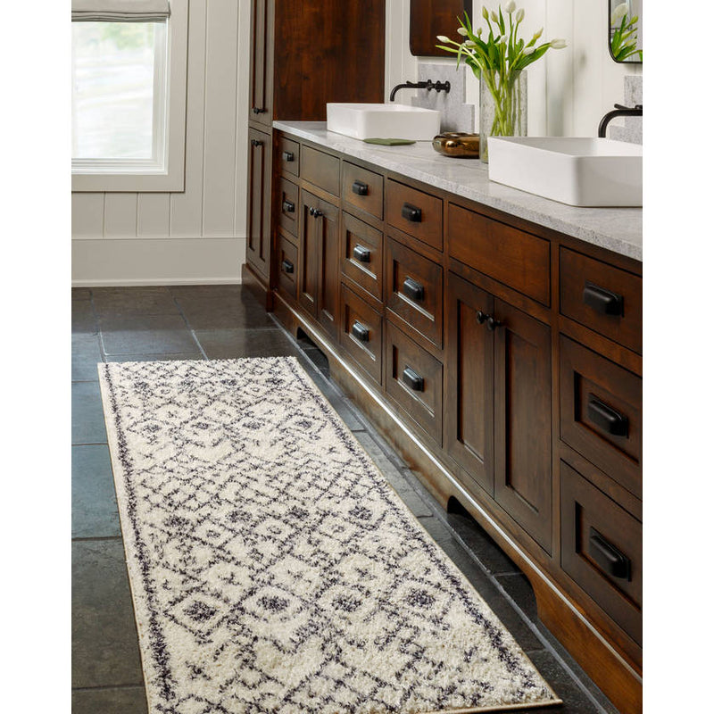 Deeanna Global Cream/Black Washable Area Rug