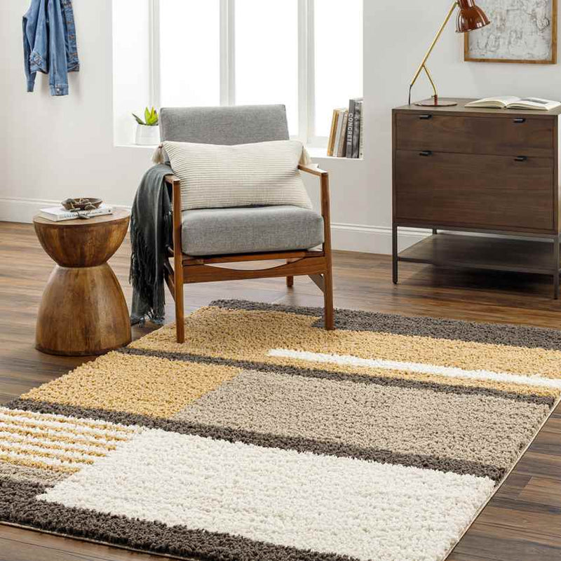 Tyrus Global Apricot/Dark Brown Area Rug