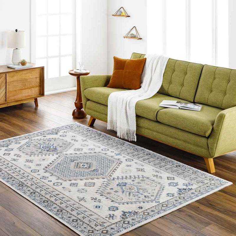 Kenja Traditional Cobalt/Ivory Area Rug