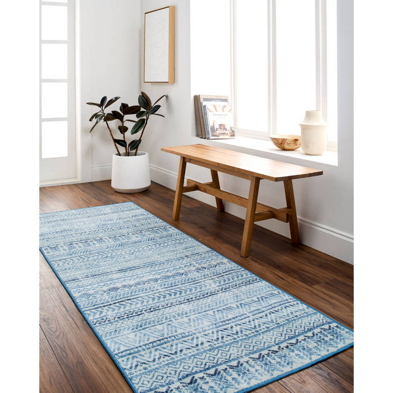 Katryna Global Denim Blue Washable Area Rug