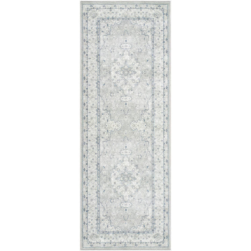 Tomara Traditional Light Gray Washable Area Rug