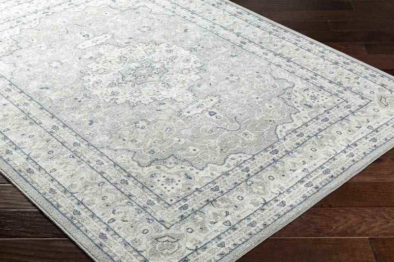 Tomara Traditional Light Gray Washable Area Rug