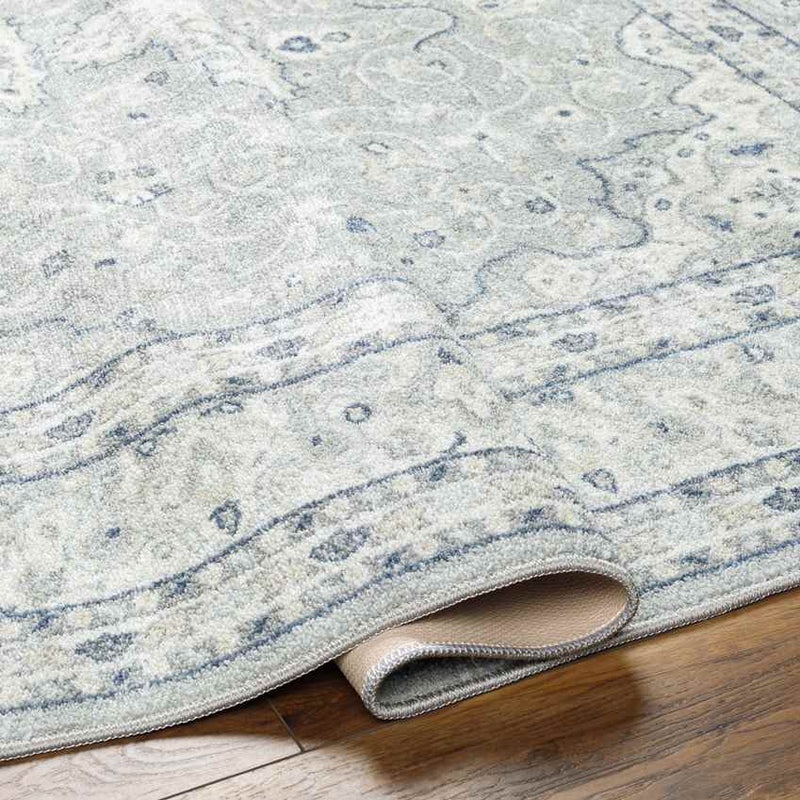 Tomara Traditional Light Gray Washable Area Rug