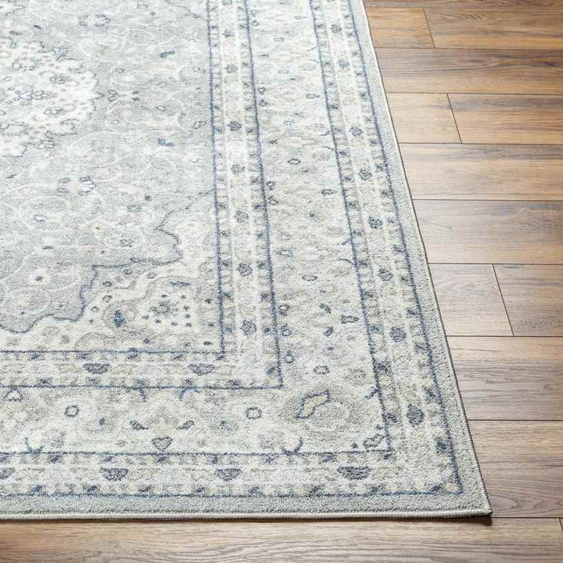 Tomara Traditional Light Gray Washable Area Rug