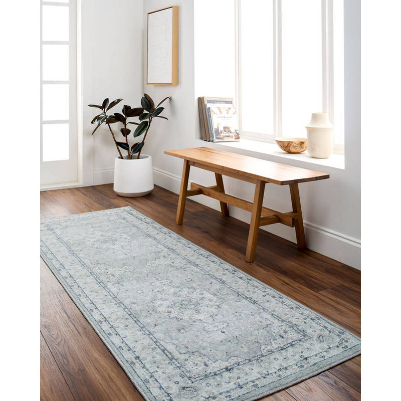 Tomara Traditional Light Gray Washable Area Rug