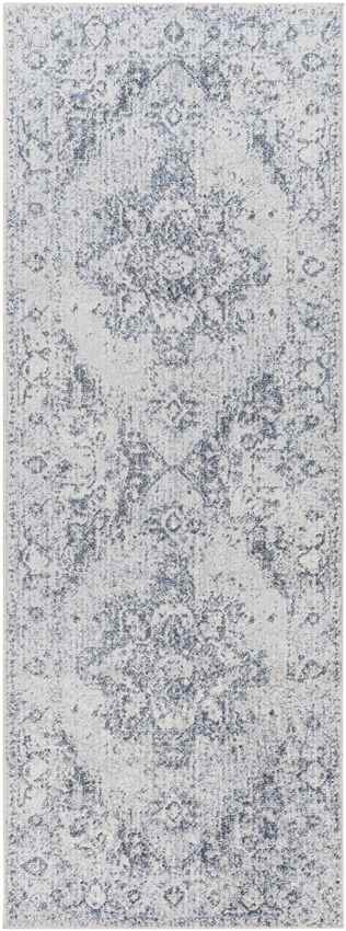 Moya Traditional Navy Blue Washable Area Rug